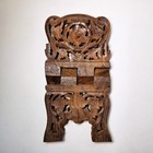 Vintage Ornate Handcarved Folding Teak Wood Book Stand