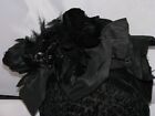 Victorian 19th C Black Bonnet W Silk Ribbon Feathers- As Acquired