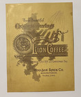 1880s Woolson Spice Lion Coffee Victorian Christmas Trade Card Girl Red Coat