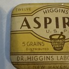 Vintage Higgins Aspirin Medicine Drug Store Collectible Advertising Tin