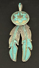 Vintage Navajo Turquoise  Sterling Pendant   Signed  Kelley53 Gms