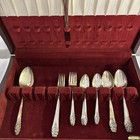 Vtg Community Oneida Evening Star Silver Plate 33 Piece Silverware Original Case