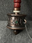 Vintage Tibetan Style Prayer Wheel Handheld Spinning Red Wooden Handle Buddhist