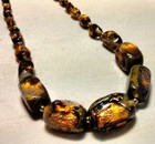 Vintage Venetian Fancy Gold Foil Opal Glass Beads Beaded Necklace
