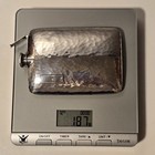 187g Vintage Eam Sterling   925  Silver Hip Flask Hammered - Mono - Needs Repair