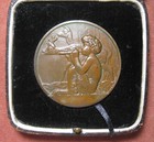 Art Deco Faun By Maurice Thenot  French Bronze Medal  50 Mm  With Case