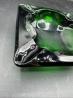 Vintage Emerald Glass Green Ashtray Heavy No Chips Beautiful Cigar Cigarette