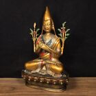 9 5  Old Brass Tsongkhapa Buddha Statue Antique Tibetan Buddhism Temple Home