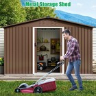 10x12 Ft Metal Outdoor Storage Shed Galvanized Garden Shed W lockable Doors Us