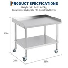 Heavy-duty Stainless Steel Grill Stand  36x24  Kitchen Food Prep Table W  Wheels