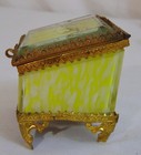 French Yellow Cased Glass Brass Pocket Watch Holder Crystal Box