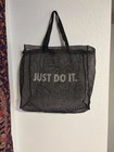 Nike  Black Mesh Gym Bag Just Do It Mesh Handles Tote Sports Fitness Carry All