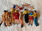 Lot Of 13 Vintage Rubber Bendable Miniature Dollhouse Dolls