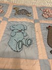 Adorable 50s-60s Hand Stitched Crib Quilt Animals Embroidered Vintage 31x36   