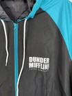The Office Dunder Mifflin Windbreaker Jacket Mens L Black Teal Fun Run Nwt