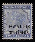 Indian States - Gwalior Qv Sg22  2a Deep Blue  M Mint  Cat   25 