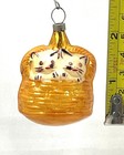 Vintage Antique Cat Kitten In Basket Purse Feather Tree Glass Christmas Ornament
