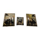 3 Vintage Silhouettes Reverse Painted Bubble Convex Glass Picture 4x5 6x8