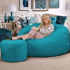 Ultimate Sack 6000 6-foot Bean Bag Chair With Footstool  Teal Suede Cover     Over