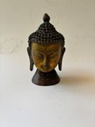 1900s Antique Indian Bronze Buddha Head Sculpture Buddhist Statue Figure Museum