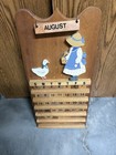 Vintage 1987 Goose Cottagecore Wooden Perpetual Calendar Country Girl Bonnet