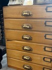 Vintage Wooden 6-drawer Display Storage File Cabinet With Brass Handles