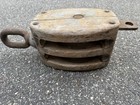 Large Antique Double Sheave Wooden Ship Block Pulley Maritime Nautical 26 Lbs