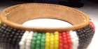 Antique African Glass Seed Trade Bead Supple Leather Sinew Hand Sewn Bracelet