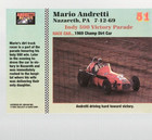 Mario Andretti Signed 1992 C-a-c Trading Card Indy Racing  51 Nazareth