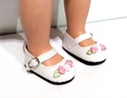 18 Inch Doll Shoes White Strapped Mary Janes With  Roses Fits American Girl