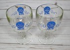 Set Of 2 Vintage Pabst Blue Ribbon Heavy Glass Beer Thumbprint Goblet Schooners