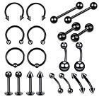Mixed Body-piercing Kit Navel Nose Tongue Ring Eyebrow Lip Ear Studs Jewelry Set
