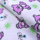 Purple Teddy Bear Bird Green Star Cotton Flannel Fabric By The Yard 45  Wide