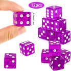 12 Pieces 19mm Casino Dice Set Acrylic Translucent 6 Sided Game Dices Square Cor