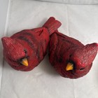Resin Two Red Cardinal Birds Christmas Decorative Figurines Collectible Detailed