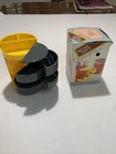 Vintage Mcm Desk Tidy Organizer Yellow gray With Swivel Trays Made In Hong Kong