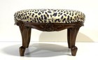 Antique French Stool With Leopard Print Upholstery