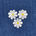 3-pack White Daisy Applique Patch - Mini Embroidered Flower Badge 1   iron On 