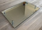 Vintage Mirror Vanity Tray Etched Glass Handles 14    Long 9    Wide