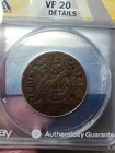 1787 Fugio Cent 1c rare Colonial Copper Coin certified Anacs Vf 20 Details 