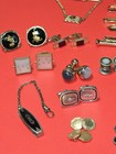 Large Lot Vtg Cufflinks Tie Bars Clips Tacks Cuff Buttons Gf Silver Tone