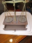 Antique 1850s Wooden brass Apothecary Balance Scale Weigh 200g