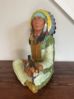 Native American Indian Chief Statue Figure Peace Tribal Colorful Vintage Retro
