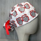 Pop Star Red Framed Sunglass Ponytail Scrub Cap women s Surgical Or Medical Hat