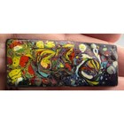 Vintage Copper Brooch Abstract Modernist Enamel Rectangular Palette Signed 2 