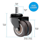 2 Inch Office Chair Wheels  set Of 5   Heavy Duty Grey Rubber Chair Casters Repl