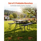 Uimoso 6ft Plastic Folding Bench 2 Pack Portable Outdoor Seating Garden Black
