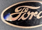 Ford Script Porcelain Rare Black Brass Oval Badge     Vintage C1930s 3 x1 5 