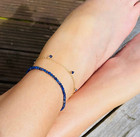 Natural Lapis Lazuli Beaded Ankle Bracelet Minimalist Blue Gemstone Foot Anklet