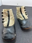 Antique 1890 s Victorian Child s Black   White Leather Button Up Shoes